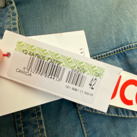 NWT Fiorucci Denim Pearl Button Down Shirt size 42 US Small Western - Picture 3 of 12